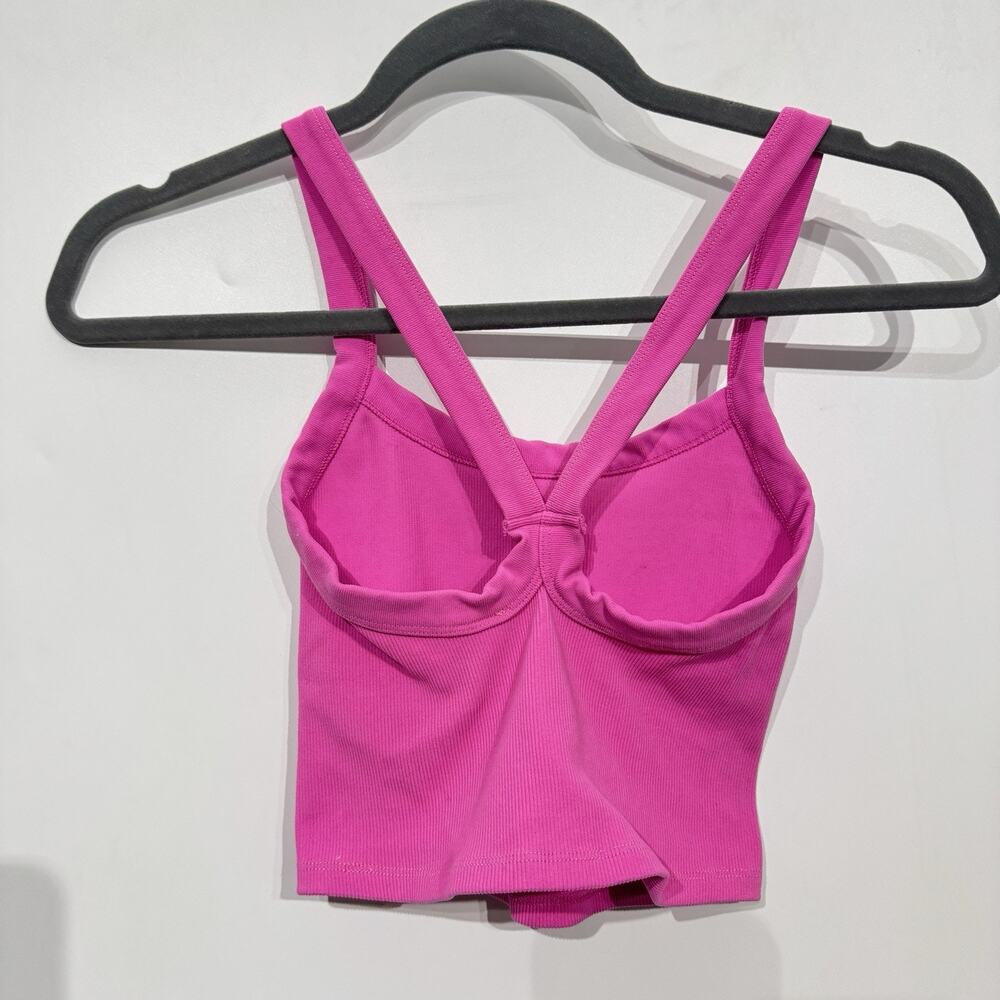 Free People Movement Ribbed Cropped Tank Sz XS/S Bright Pink Yoga Athletic Soft - Picture 2 of 8